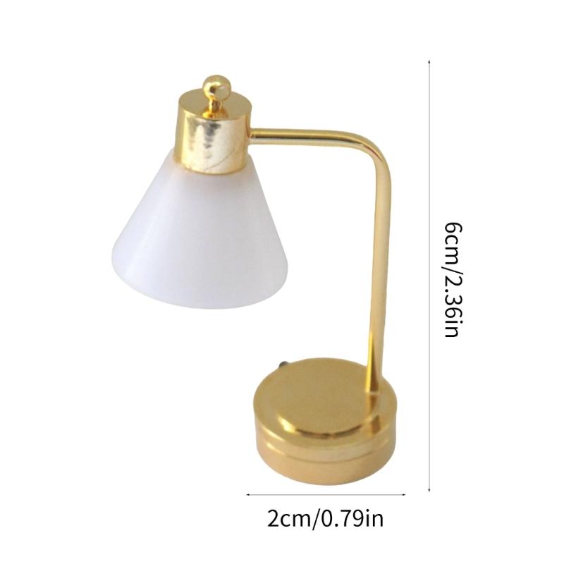 Vintage White Table Lamp for 1/12 Scale Dollhouses Miniature LED Light Dollhouses Display Accessories and Decoration