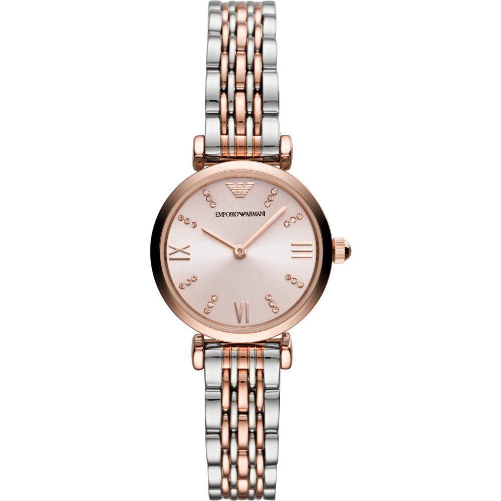 Emporio Armani Gianni Розовый металлический Т-образный ремешок Двухцветный розовый Женские Кварцевые Аналоговые AR11223