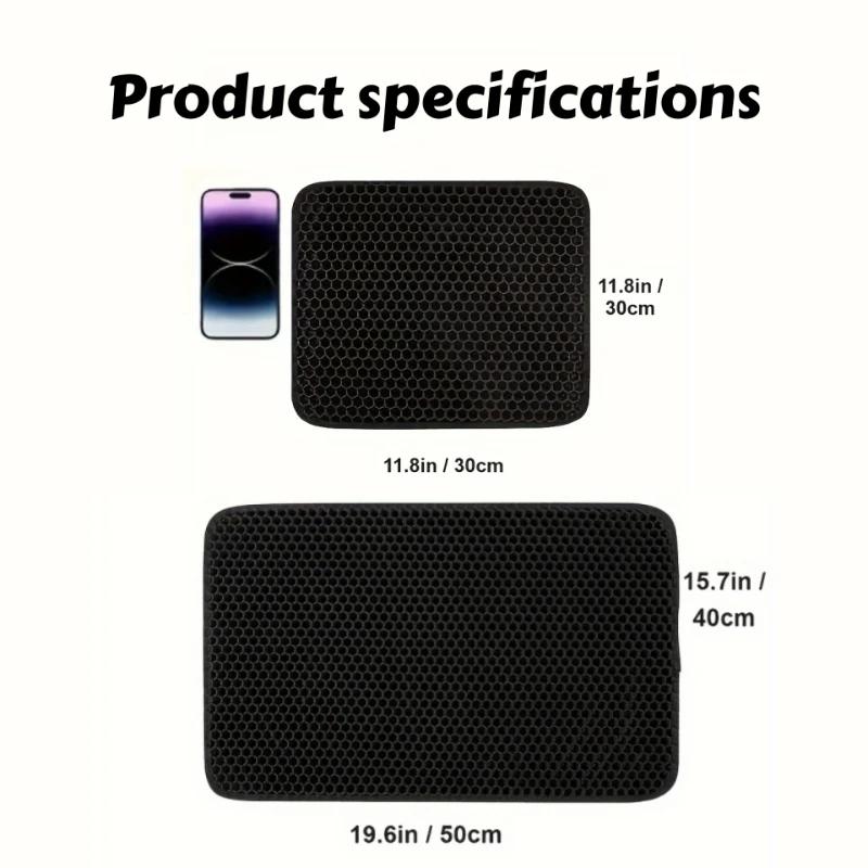 Double-Layer Cat Litter Mat - Machine Washable EVA Floor Protector Traps Stray Grains for Cat Litter Boxes