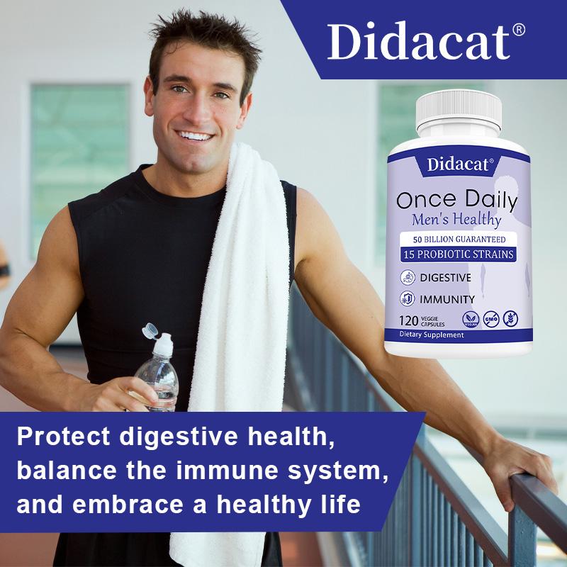 Men'S Daily Probiotic Blend Dietary Supplement, 120 Veggie Capsules Per Bottle