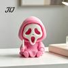 Three Dimensional Skull Art Pieces Halloween Ghost Statue, Cartoon Skeleton Sculpture, 3D Printed Textures Small Spooky Accents for Shelves