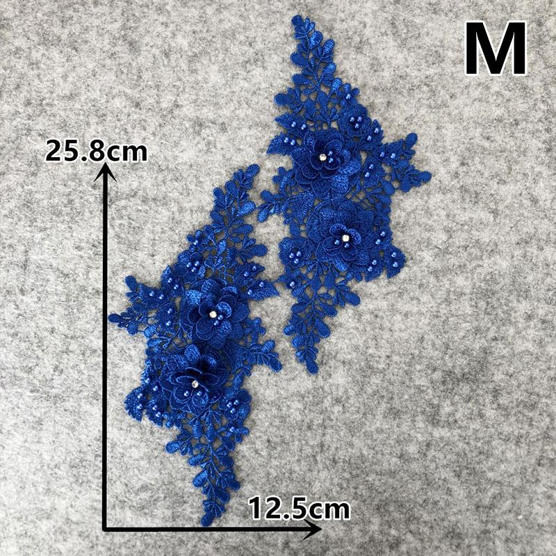 1 Pair Wedding Bridal Sew On Hollow Flower Lace Trim DIY Patches Embroidery Applique 3D