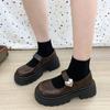 Women's Chunky Heel Mary Janes Shoes Autumn Round Toe Lolita Shoes Vintage Brown Leather Shoes Students JK Uniform Cosplay Shoes