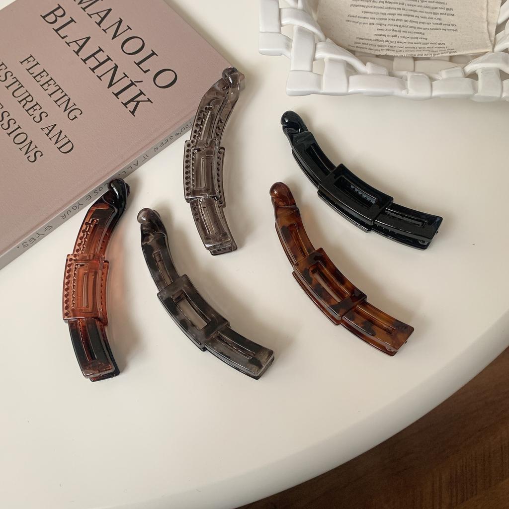 Пластиковая скрученная заколка-банан цвета черепахового панциря, простая винтажная женская заколка для волос