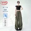Langsha Women's Quick-Dry High-Waist Wide-Leg Cargo Pants