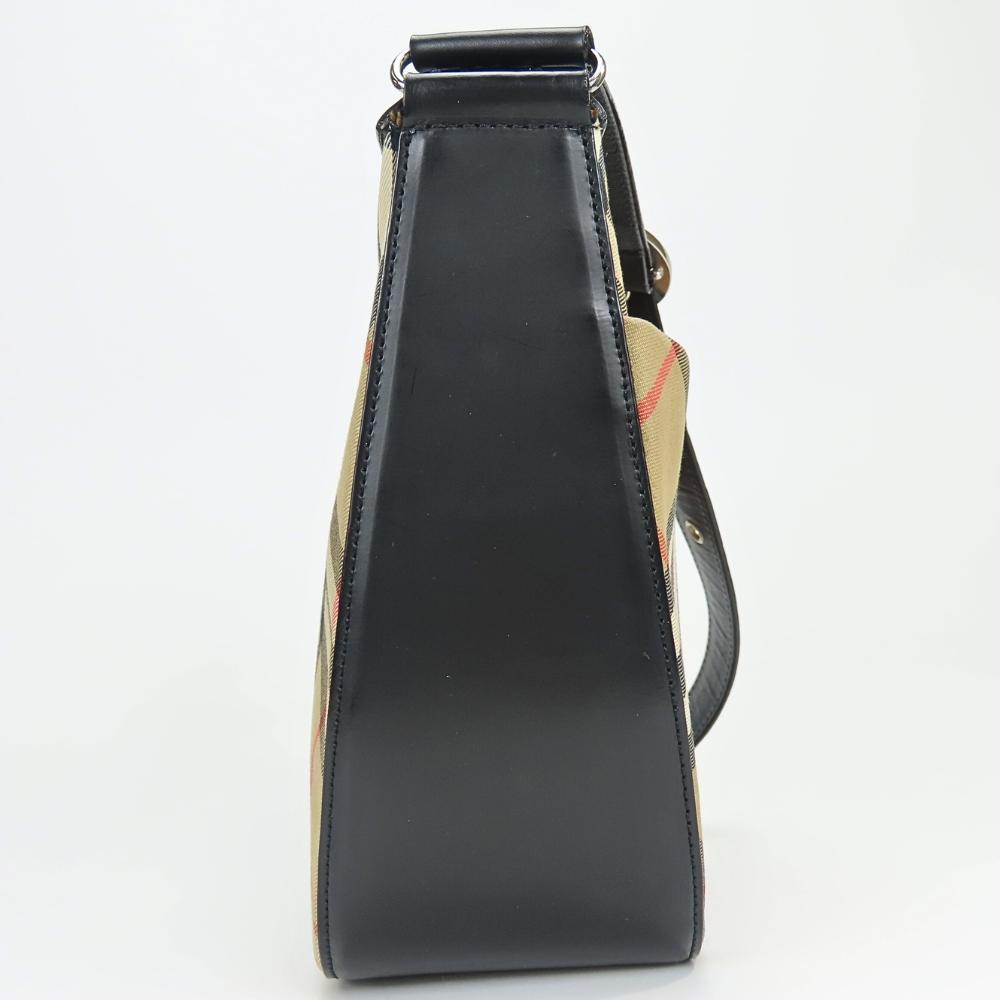 Used Burberrys Shoulder Bag Nova Check canvas/leather beige black one belt