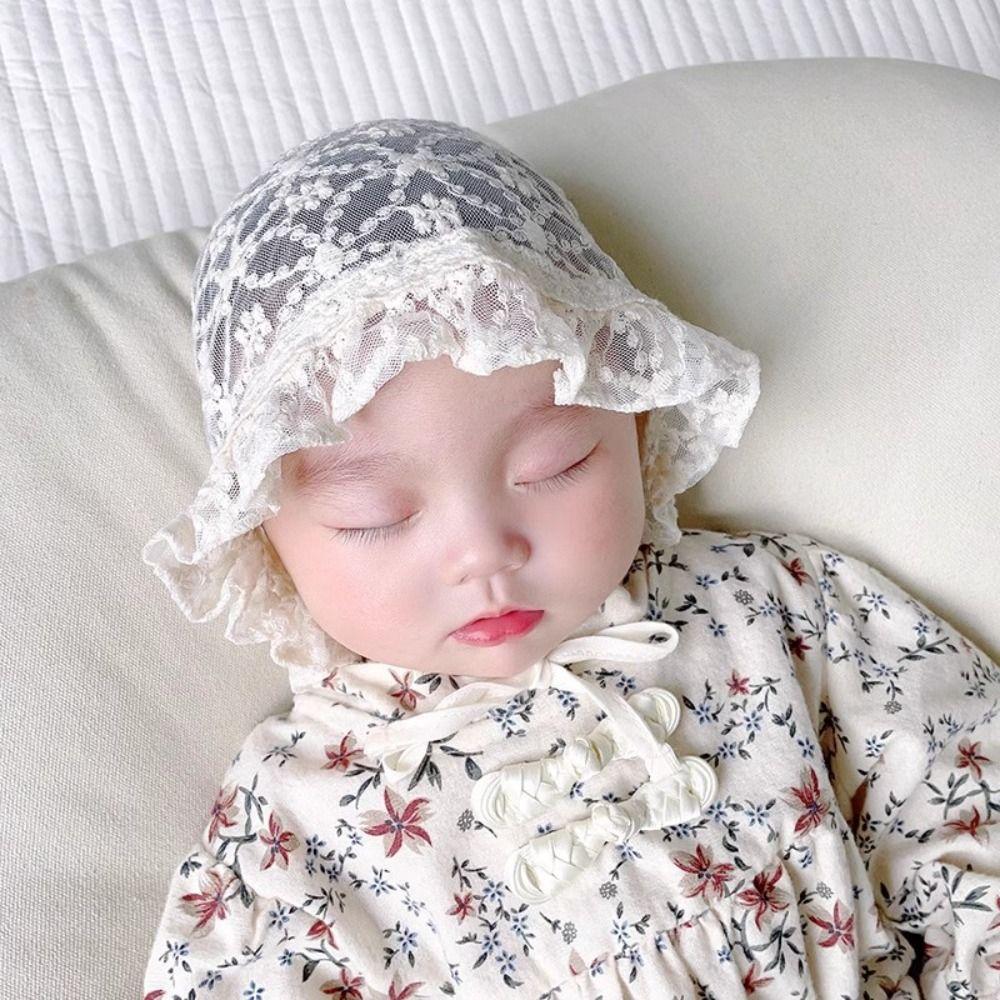 White Baby Lace Hat Breathable Girl Sunhat Ins Lace Ruffle Hat Photo Props