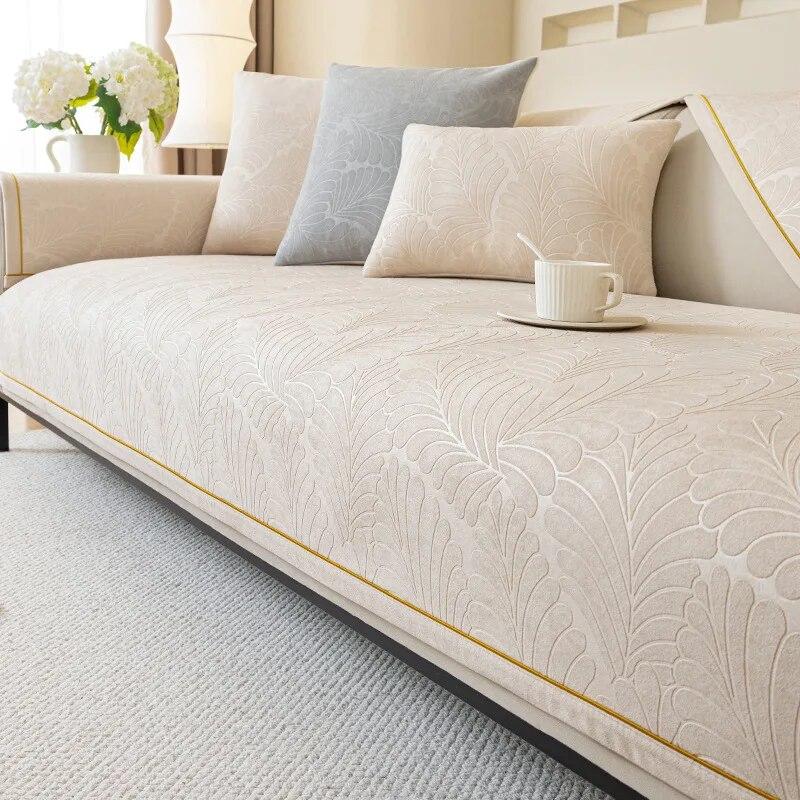 Dutch Velvet Solid Color Sofa Cushion Anti-slip Washable Settee Furniture Jacquard Sofa Cover Four Seasons Simplicity Sofa Cover
