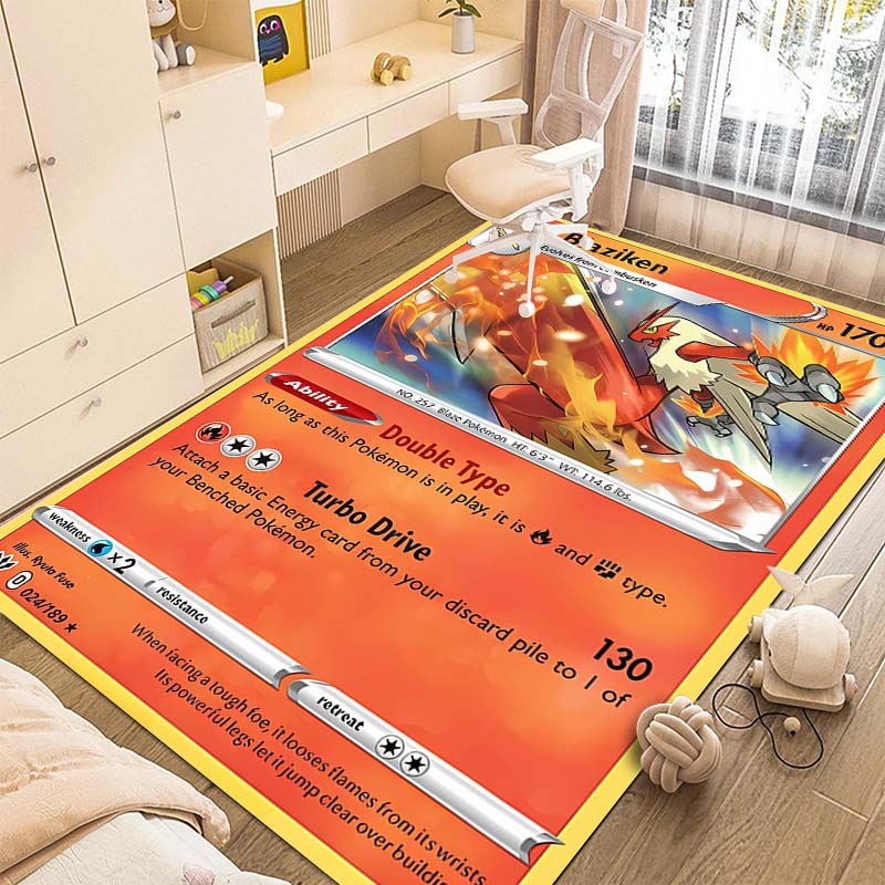 1PC Pokémon Game Cards Print Carpet for Living Room Bedroom Kid's Room Home Decor Area Rug Non-slip Mat Sofa Cloakroom Mat