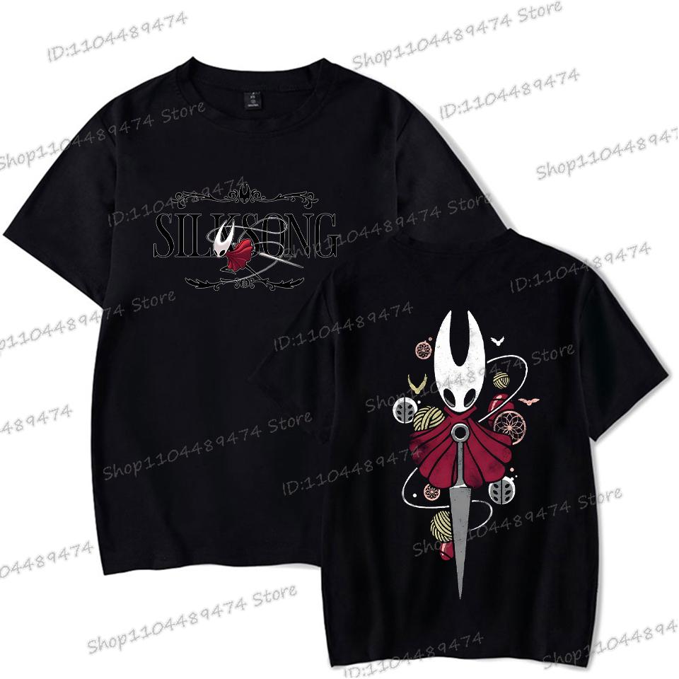 Hollow Knight Silksong Смешные Игровые Футболки Мужские Женские С Круглым Вырезом С Коротким Рукавом Y2K Топы Мультяшный Стиль Hollow Knight Унисекс Футболка
