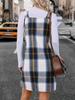 Европейское и американское женское платье-комбинезон в клетку с V-образным вырезом и карманами - Модная одежда для весны и осени