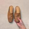 Sheepskin Version~ Retro Literary Ins Fashion Casual Sandals Woven Lazy One Pedal Outside Wearing Bag Head Half Slippers Women