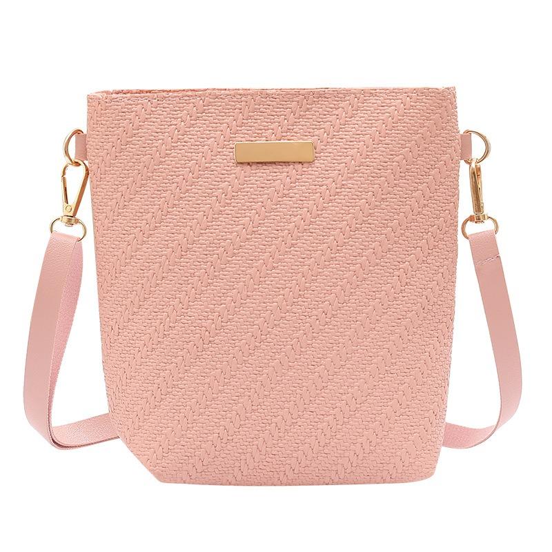 Small Bag Women's Embossed Woven Bucket Bag, a New Autumn Women's Shoulder Messenger Bag