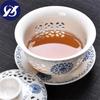 Фарфоровые полые чайные чашки синего и белого цвета, керамическая офисная чайная чаша Kung Fu Gaiwan с крышкой, 160 мл