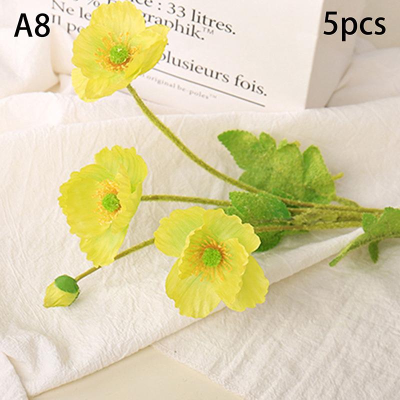 Красивые яркие цвета 4 головки шелковые поддельные имитация маков искусственный цветок для самостоятельного украшения дома свадебной вечеринки с листьями