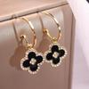 Fashion Rhinestone Four-Leaf Clover Earrings With New Net Red Retro Ladies Earrings