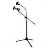 Tripod Boom Microphone Stand With Mic Clip Cell Phone And Microphone Not Included Collapsible And Lightweight, Arms Adjustable