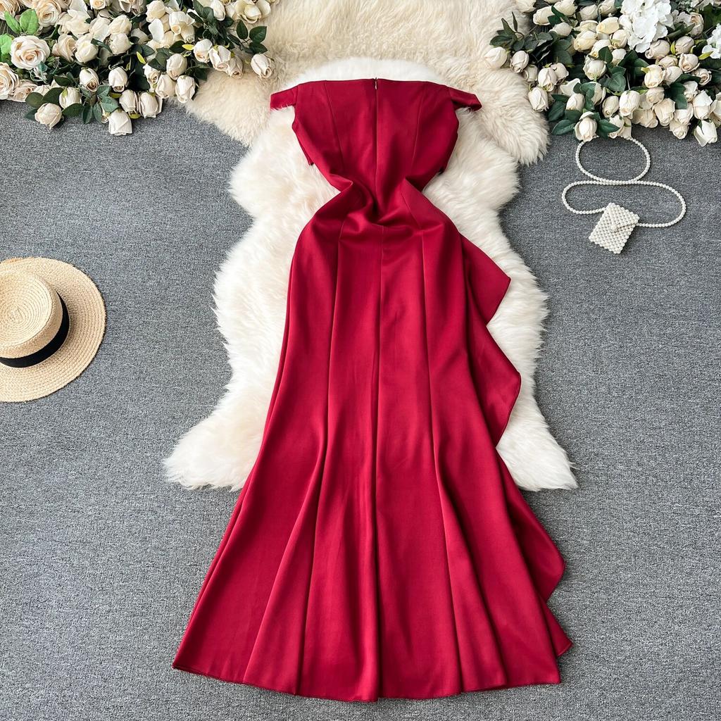 Торжественное платье с открытыми плечами и топом, женское платье невесты для тоста, платье Par Par на день рождения, торжественное платье, платье High Sense