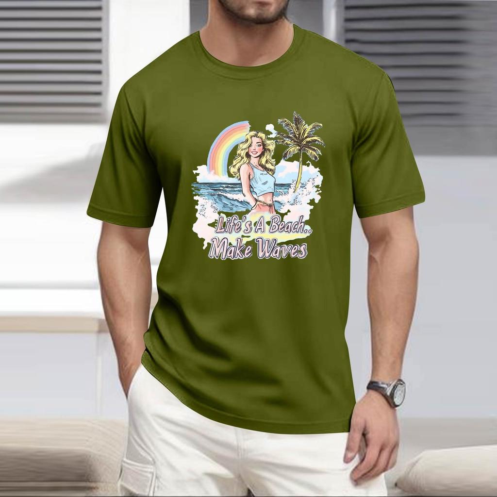 Мужская рубашка с воротником-стойкой и коротким рукавом, свободная рубашка для отдыха и отдыха, мужская