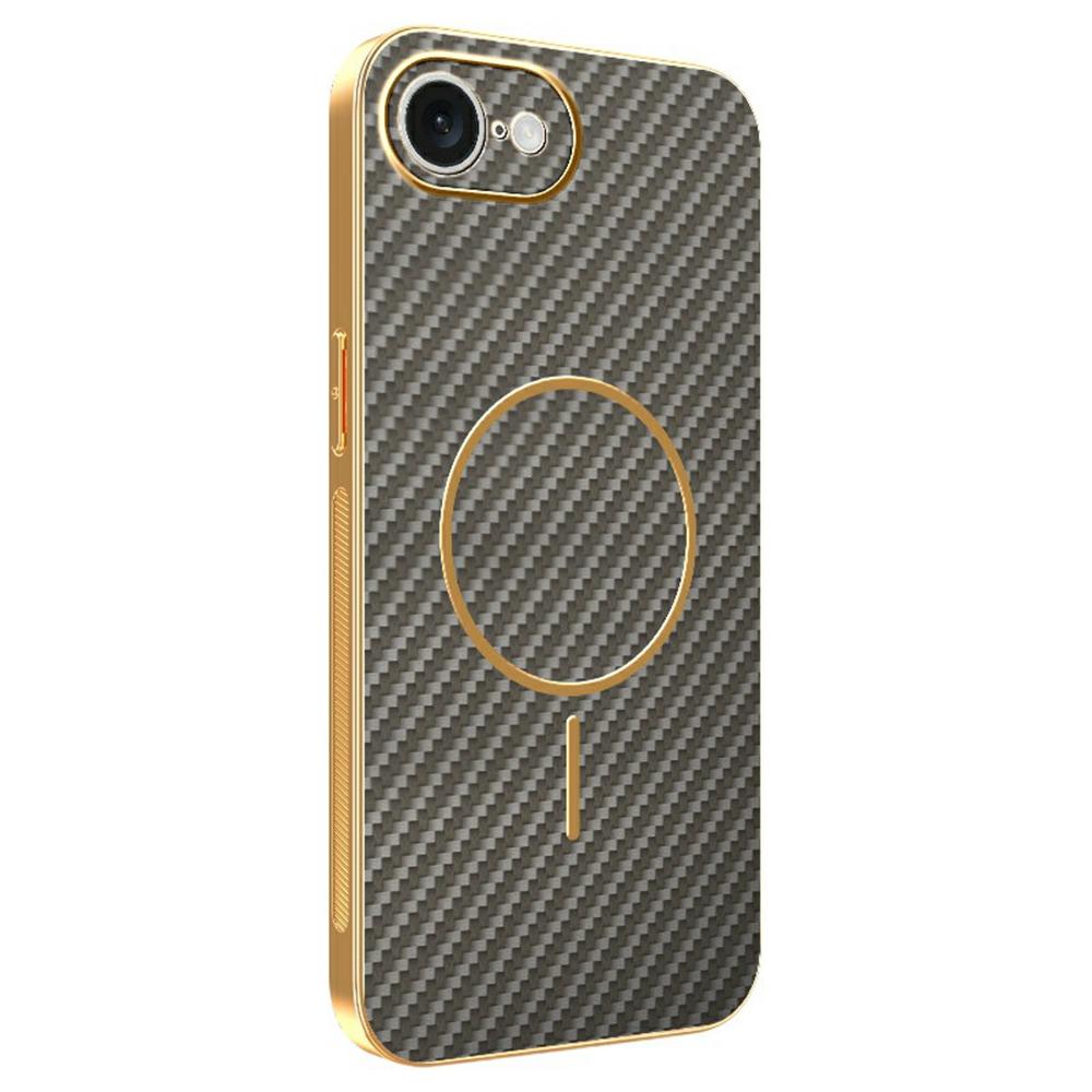 For iPhone 16e Phone Case Carbon Fiber Textured Electroplated TPU Back Cover