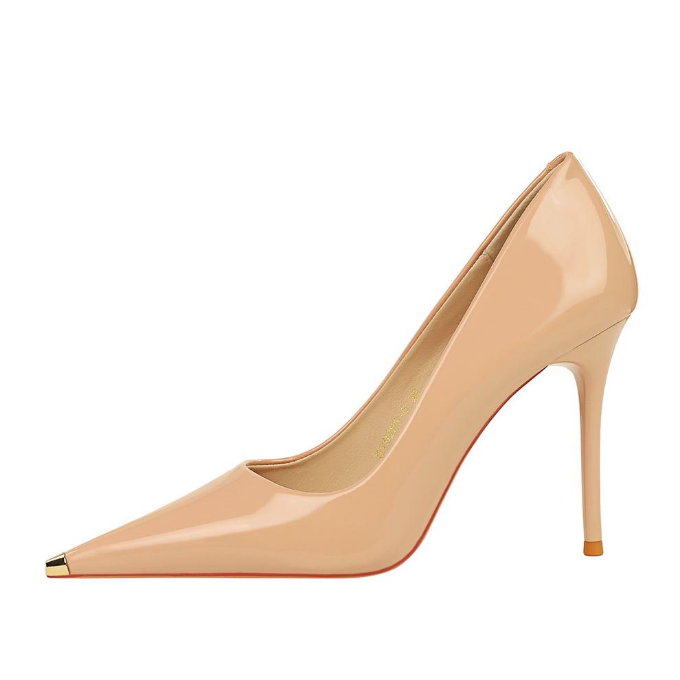 Sexy Slim High Heels Thin Heels, Ultra High Heels Bright Lacquer Skin, Shallow Mouth Metal Pointed Single Shoes