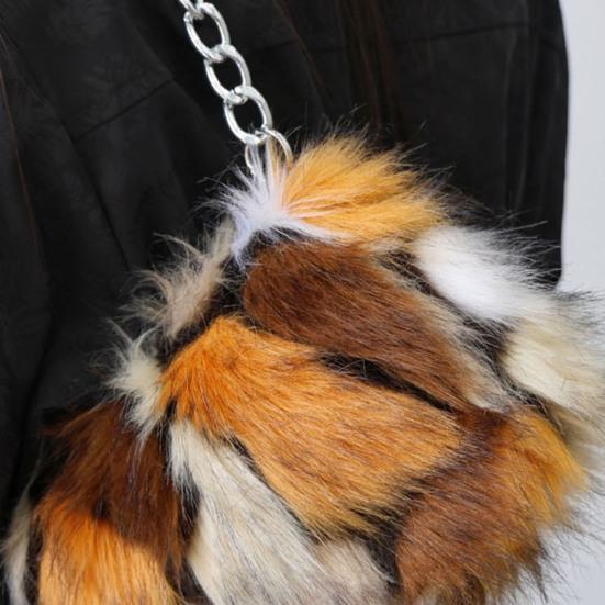 Пушистая сумка-тоут с леопардовым принтом, женская сумка через плечо из искусственного меха, пушистый кошелек, пушистая сумочка с металлической цепочкой для свиданий, зимы, повседневных поездок на работу, вечеринок