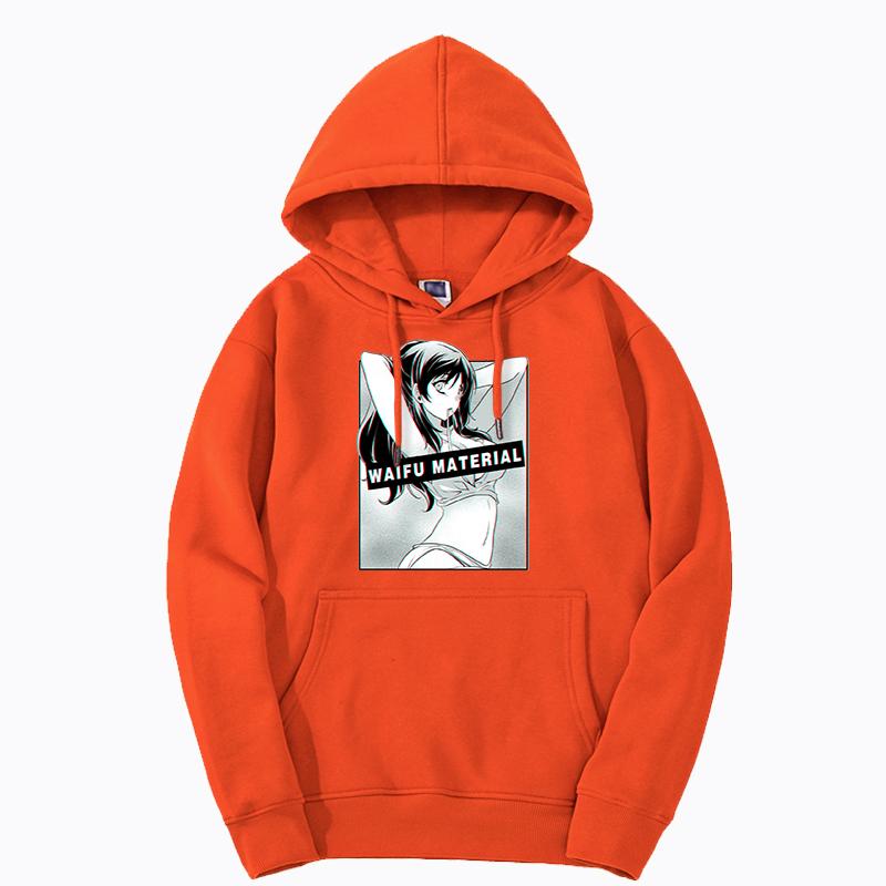 Waifu Material Print Cool Unisexs Hentai Anime Hoodies Sweatshirt Anime Girl Oversize Moletom Fashion New Oversize Tracksuit Hoody
