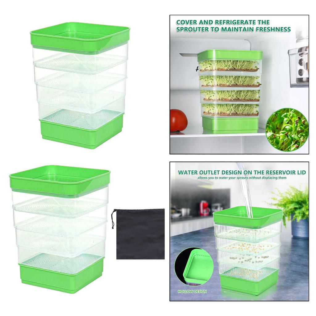 Seed Sprouter Kits 4 Tier Mini Plant Grow Tray for Beans Wheat Alfalfa