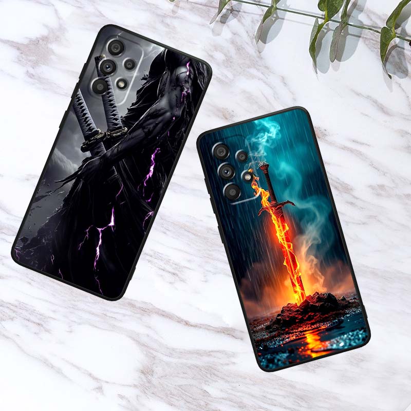 Мечник в древнем стиле Для Samsung A73 A72 A71 A55 A54 A53 A52 A51 A13 A22 A16 A15 A12 A14 A26 A07 5G Черный Чехол для Телефона