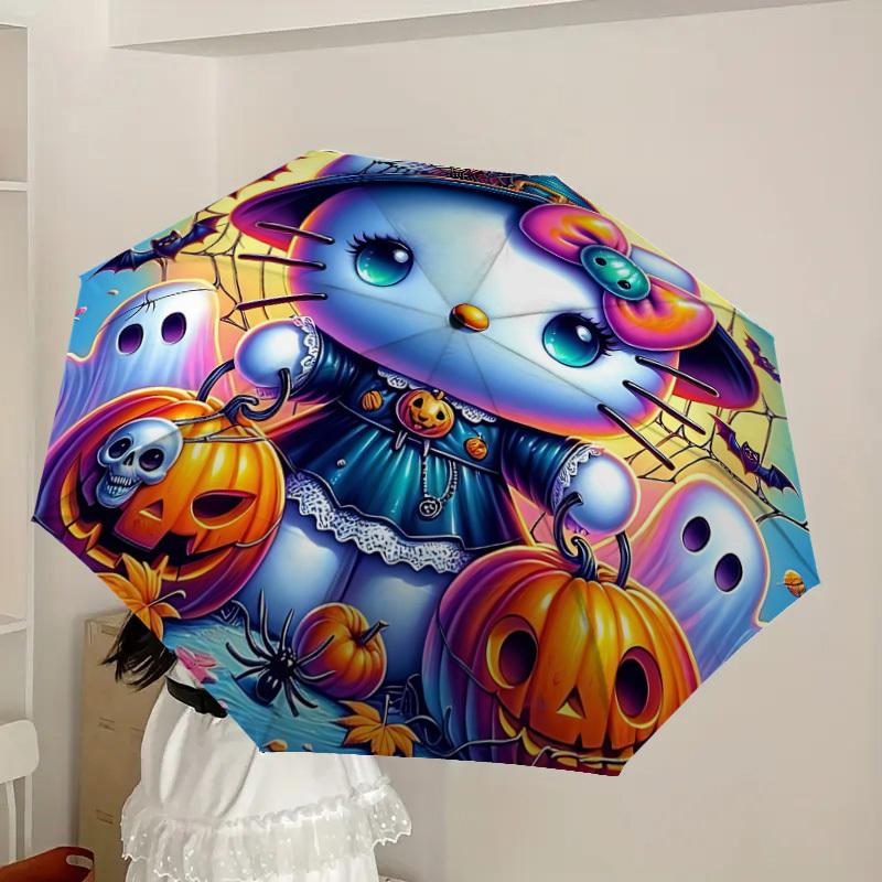 1pc Halloween Hello Kitty Automatic Open/Close Umbrella, Lightweight Design for Everyone, Halloween & Christmas Gifts - Ideal for Daily, Formal, Party