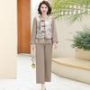 Vintage-Inspired Spring Outerwear Set: National Style Shirt, Vest, and Pants for Middle-Aged and Elderly Women