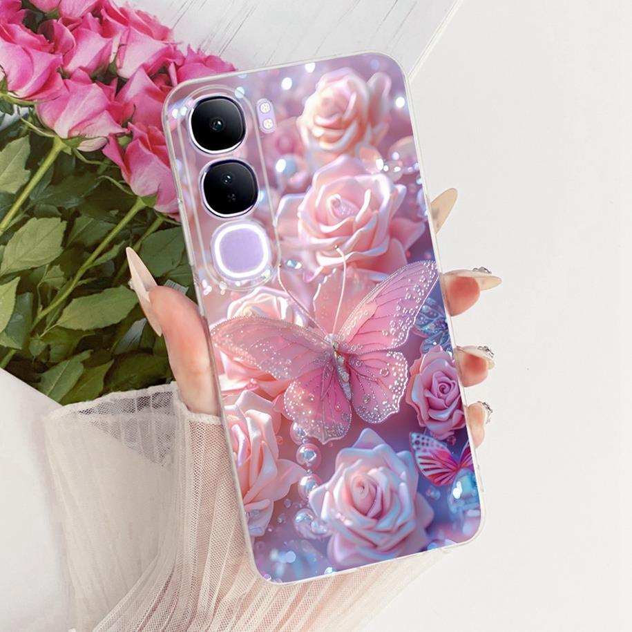 Прозрачный чехол для Vivo V40 Lite 4G 5G Модный задний чехол с бантом для Vivo Y200 5G V40Lite V2417 V2341 Мягкий силиконовый тонкий чехол для телефона