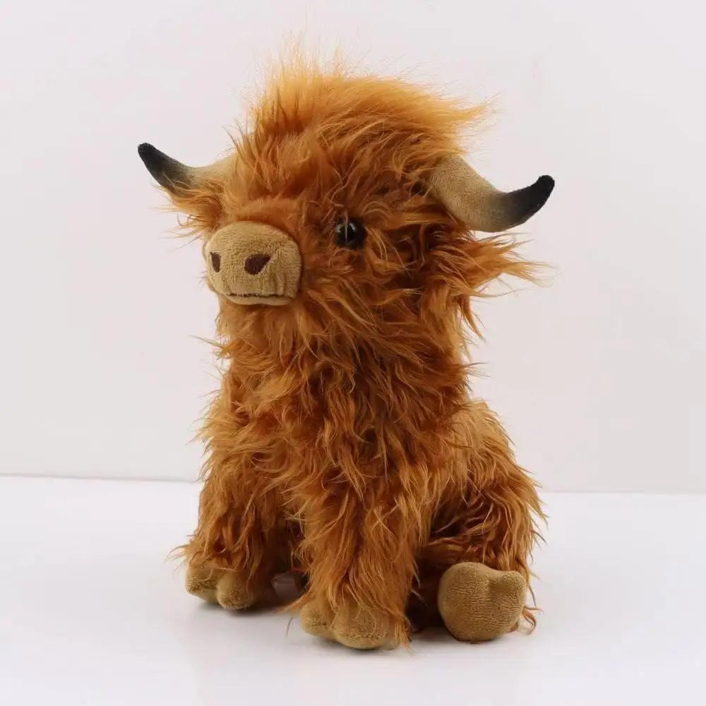 28cm Jumbo Highland Cow Plush Therapeutic Stress Relief Realistic Scottish Cattle Stuffed Animal Gift Adults