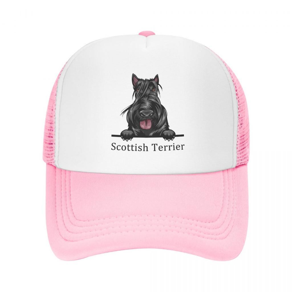 Punk Unisex Peeking Dog Scottish Terrier Trucker Hat Adult Pet Animal Adjustable Baseball Cap for Unisex WoUnisex Sports Snapback Caps