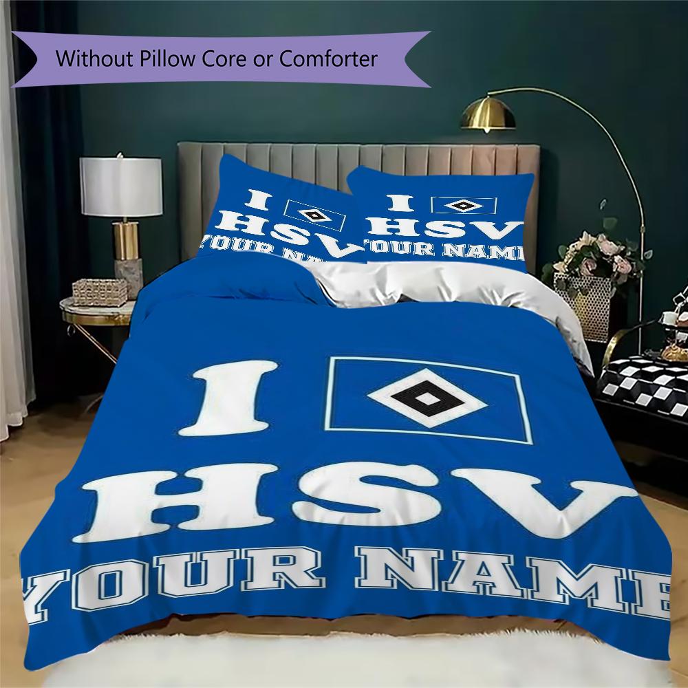 Custom Name Hamburger SV Pattern Bedding uilt Set uilt Cover Pillowcase Home Decoration Birthday Gift (1*duvet cover+2*pillowcase without core)