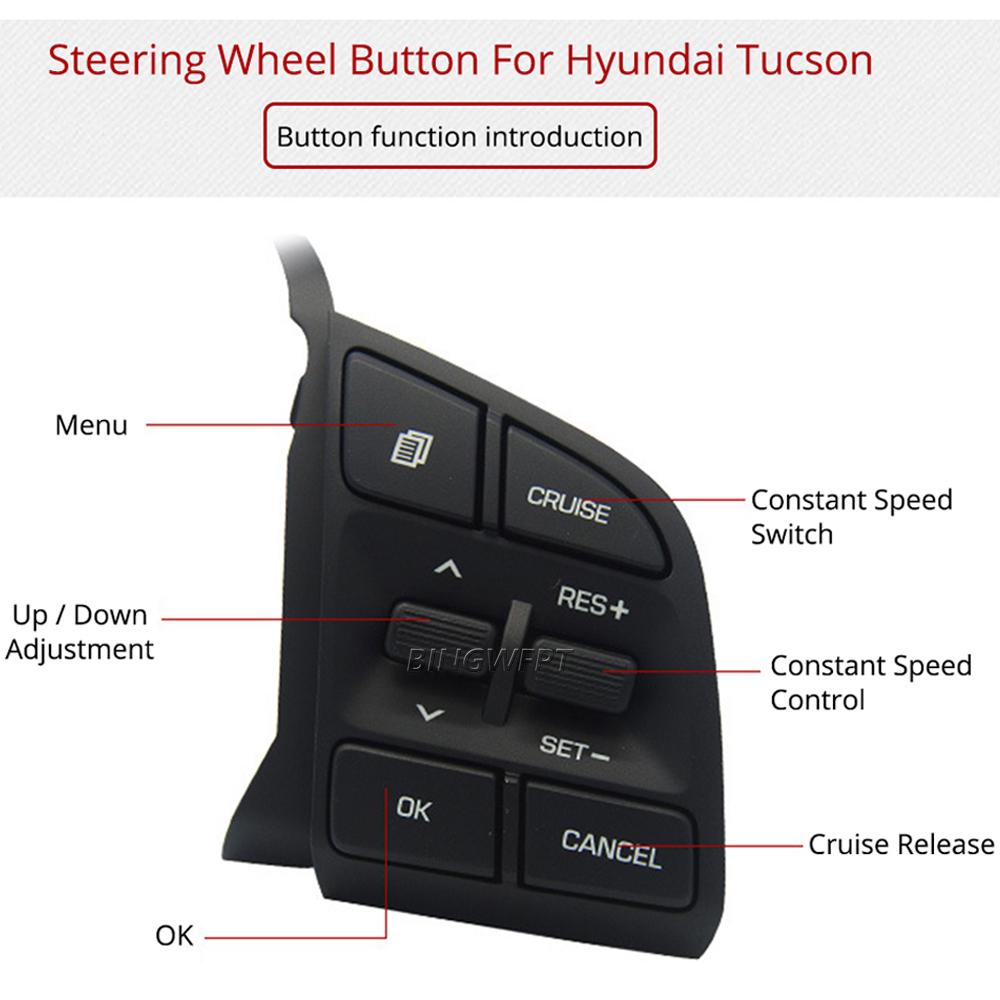 BINGWFPT Steering Wheel Buttons For Hyundai Tucson 2015-2019 Steering Wheel Cruise Control Button Switch 96720D3200