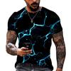 2024 Summer New Men's T-Shirt Casual Lightning Cool 3D Digital Printed T Shirts for Men Short Sleeve Tee Oversized Men Clothing