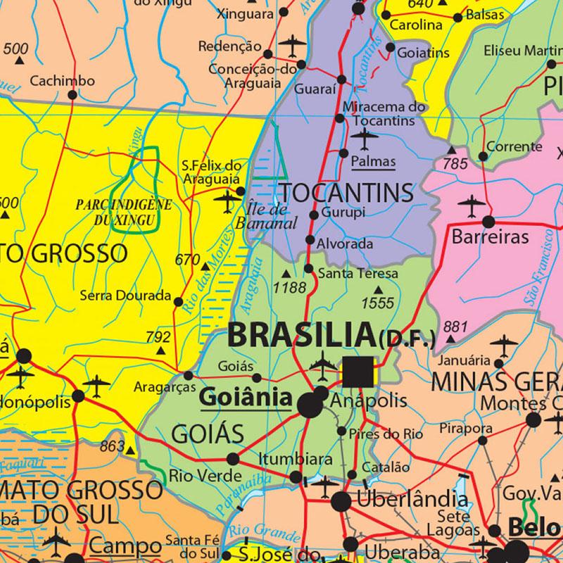 Французская серия карта фон ткань Бразилия административная карта холст живопись гостиная украшение дома детские школьные принадлежности