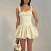 Elegant Satin Corset Mini Dress For Women Ruched Fashion New Spaghetti Strap Sleeveless Backless A-line Club Party Sexy Dress