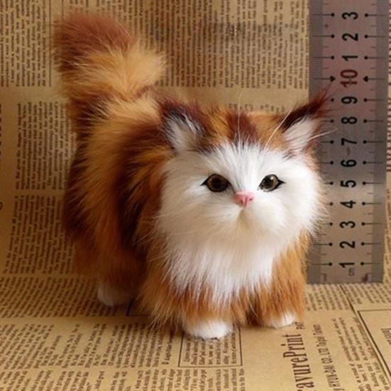 Имитация кошачьего орнамента, реалистичная плюшевая игрушка кошечка, искусственный мех, модель животных, пушистая кукла для кошек, подарок