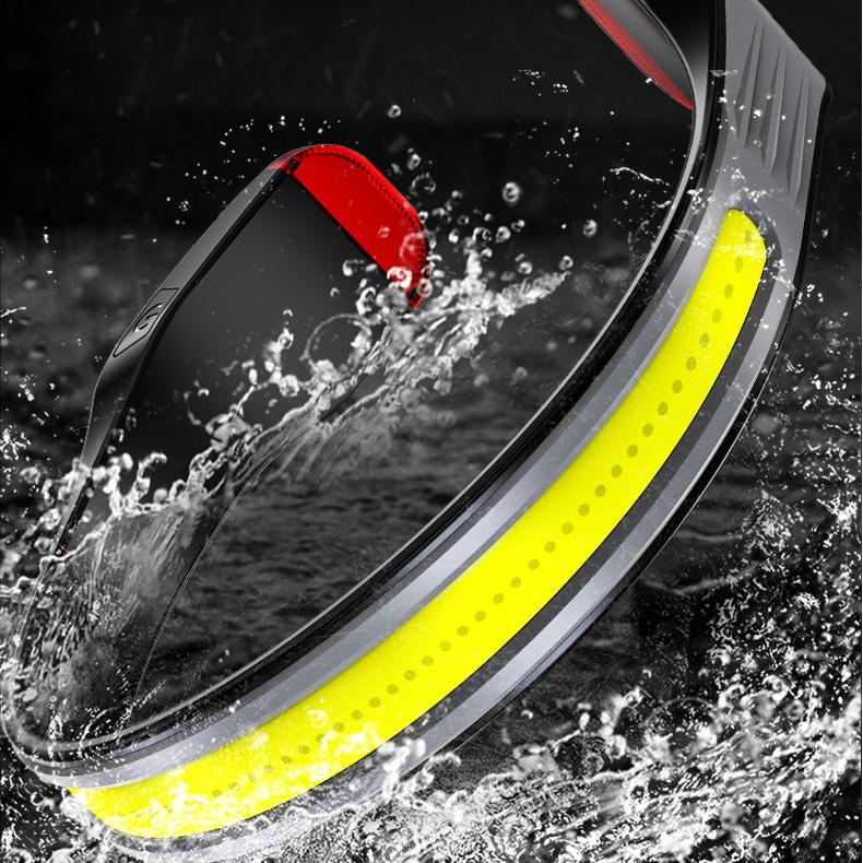 COB LED HeadLamp Type-C USB Rechargeable Headlight Multifunction Light Portable Head Flashlight Lamp Tail White & Red Light