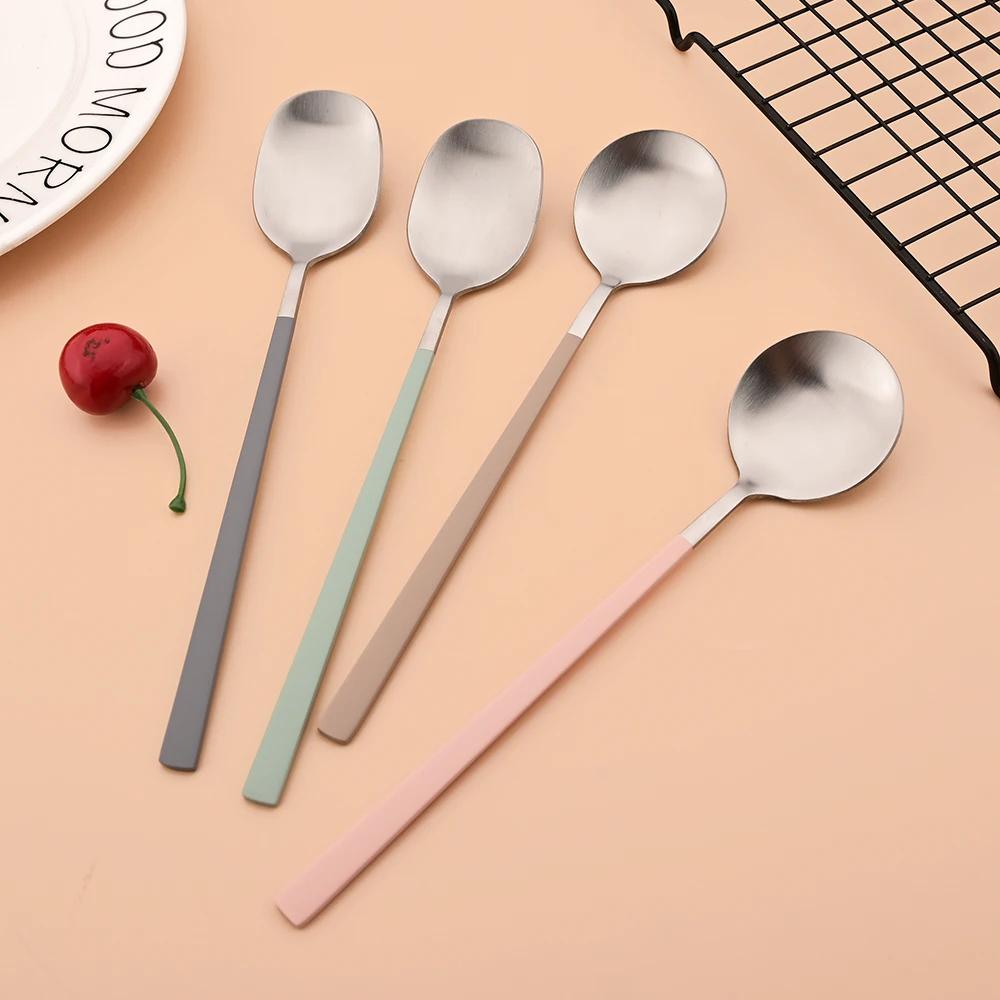 Набор матовых столовых приборов из нержавеющей стали Палочки для суши Обеденные ложки Набор 8 шт. Посуда Корейские палочки Десертная ложка Набор столовых приборов