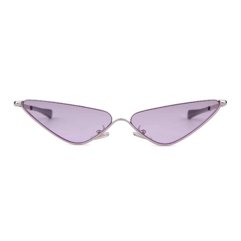 Fashion Slim Metal Triangle Cat Eye Sunglasses for Women Men Designer Trendy Ocean Lens Half Frame Cateye Sun Glasses S8807G