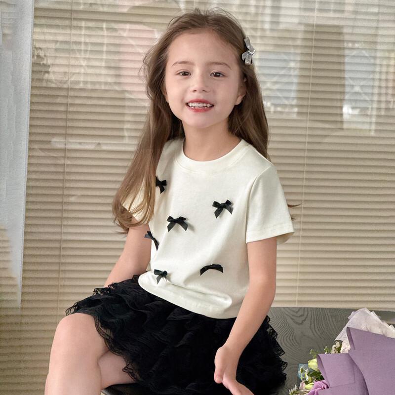 Girls' Bow-Knot Short Sleeve T-Shirt
