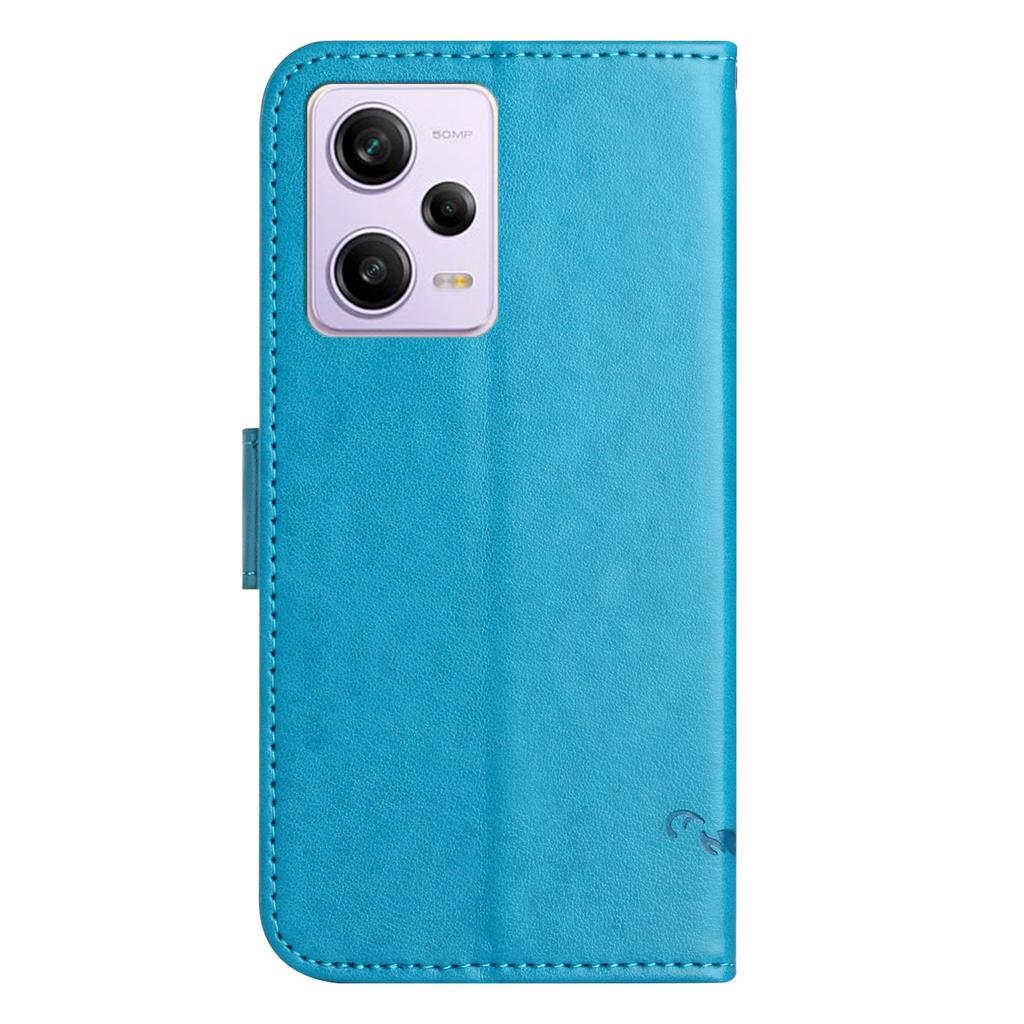 Shockproof Phone Case For Xiaomi Redmi Note 12 Pro+ 5G,PU Leather Phone Cover with Imprinted Butterfly Flower Pattern and Stand Wallet