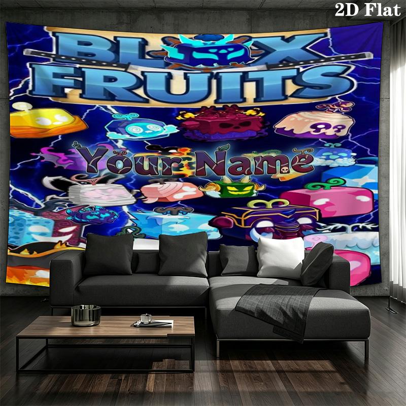 Blox Fruits Adventure Custom Name Wall Tapestry Aesthetic Wall Hanging Printed Fabric Blanket Decorative Tapestries For Bedroom Living Room Home Decor