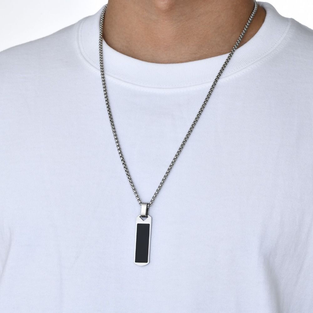 Trendy Lapis Lazuli Pendant Minimalist Stainless Steel Necklace Fashion Pendant Necklace Men