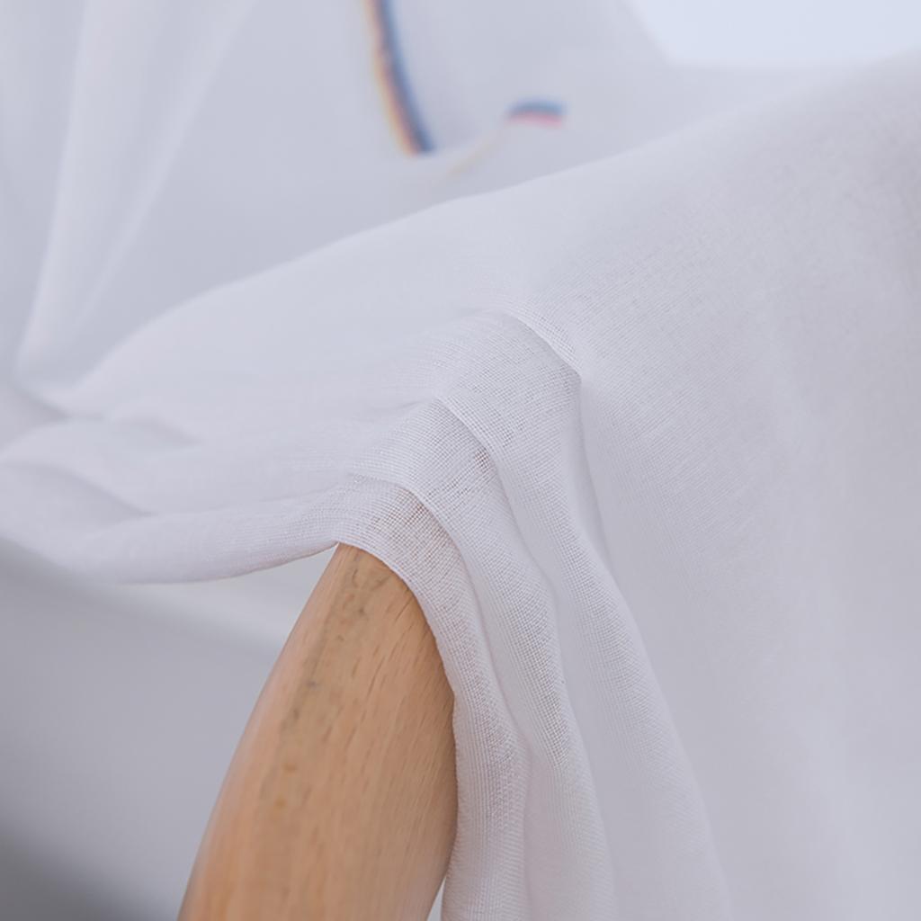 1Pcs Household Window Embroidered Short Curtain Blackout Panels Drapes 1*2m (Gray+White Yellow)