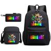 Rhythm Box Game Merchandise Student Bag Sprunki Cartoon Starry Sky Backpack Leisure Bag 3-piece Set D