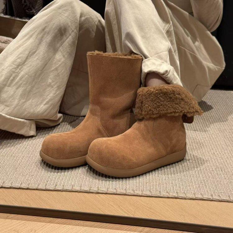 Winter Small Heater 2025 New Mango Head Korean Version Velvet Two Wear High-top Cotton Boots Snow Boots Warm Short Boots